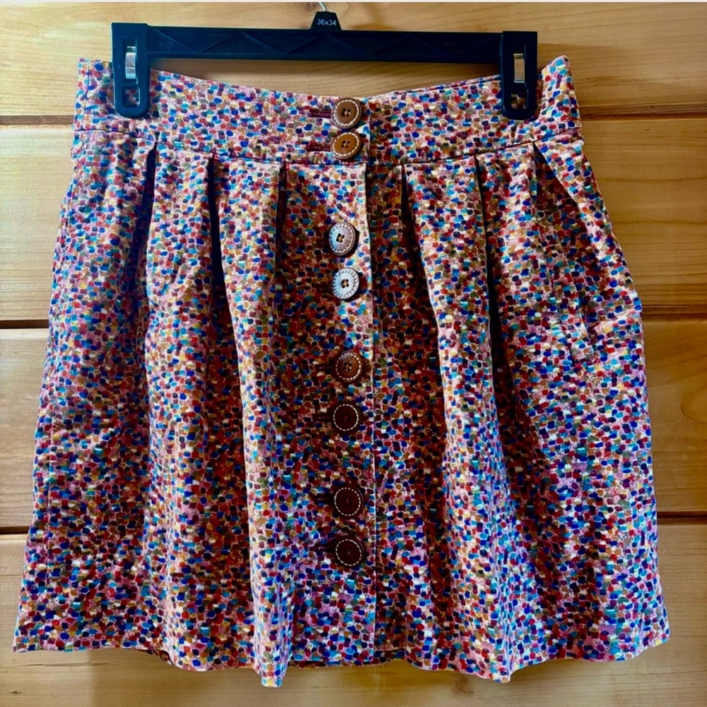 NWOT Anthropologie Elevenses Multicolor
Confetti Ariel Velvet Skirt w/Pockets.